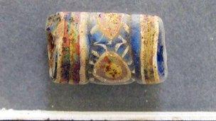 1 cm long glass bead found in Hungate, York. Picture: York Archaeological Trust