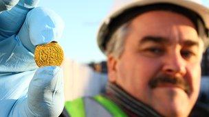 Richard Daniel, who is a railway controller from the Wigginton Road area of York, discovered a rare 14th Century gold coin whilst excavating a medieval rubbish pit at Hungate whilst on the site as a community archaeologist. Picture: York Archaeological Trust