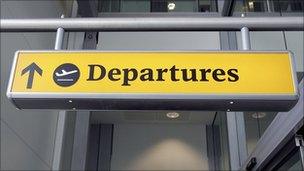 Aircraft departures sign