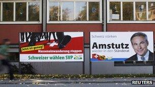 Two SVP campaign posters, Burgdorf, 21 October, 2011