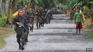 MILF rebels on patrol in the southern Philippines in September