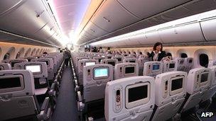 Cabin of Boeing 787 Dreamliner