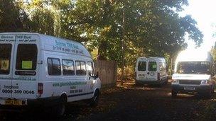 Minibuses parked in Frome Gardens