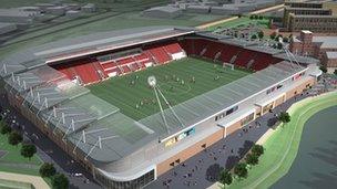 Artist's impression of finished stadium