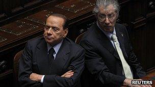 Italian Prime Minister Silvio Berlusconi with Northern League leader, Umberto Bossi - 22 September 2011