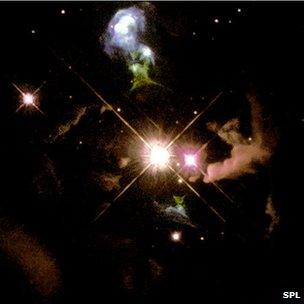 Young star Herbig-Haro 32 ejecting jets of material