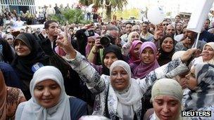 Demonstrators in Tunisia