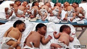 Newborn babies in the Indian city of Lucknow