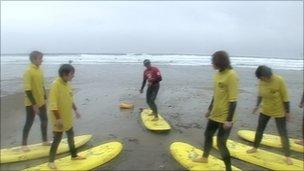 Surfers in Cornwall