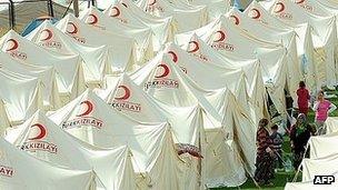 Survivors at the Red Crescent camp in Ercis