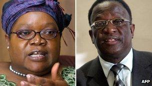 Joice Mujuru (L) and Emmerson Mnangagwa (R)