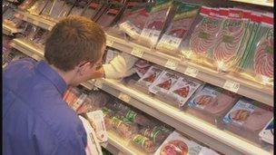 supermarket meat shelf