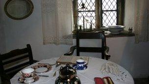 Inside one of the almshouses