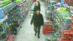 Vincent Tabak seen on CCTV at Asda supermarket in Bedminster, Bristol