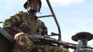 A Kenya soldier on the border with Somalia