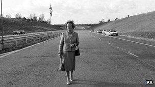 Margaret Thatcher opening the M25