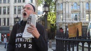 Protester giving speech