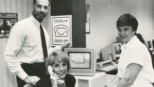 Esther Rantzen and others at the start of ChildLine in 1986