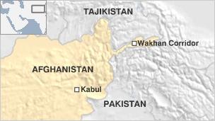 A map of Afghanistan showing the Wakhan Corridor