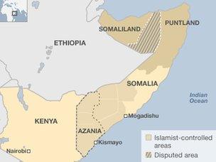 Map of Somalia's disputed areas