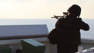 Armed guard on board a merchant vessel