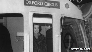 The Queen in the cab of a Tube train in 1969