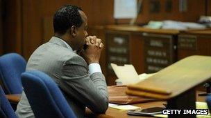 Dr Conrad Murray sits in a LA courtroom on 1 November 2011