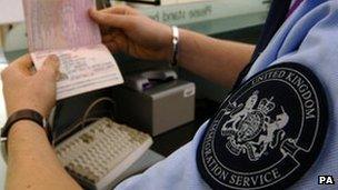 A passport being checked at an airport