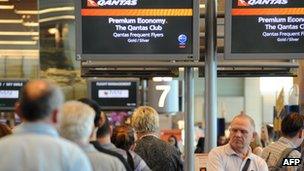 Stranded Qantas passengers