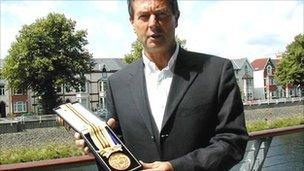 Lynn Davies with his Olympic gold medal