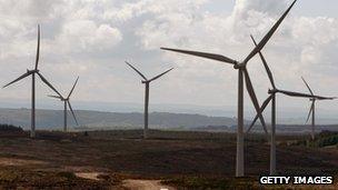 Pic of turbines at Whitelee wind farm, Eaglesham