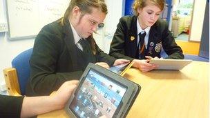 Students using their new iPads