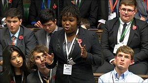 Abla Seckley addresses the youth parliament