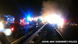 The scene of the crash on the M5