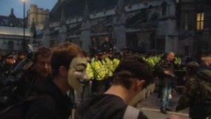 Police line at Parliament Square to stop Occupy protesters gaining access