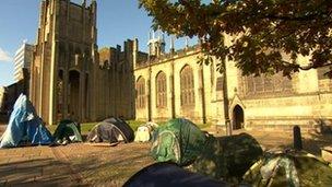 Occupy Sheffield protest at Sheffield Cathedral