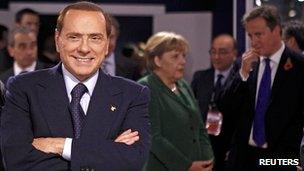 Italian Prime Minister Silvio Berlusconi at the G20, 3 Nov 11