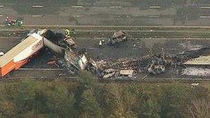 Scene of M5 crash in Somerset