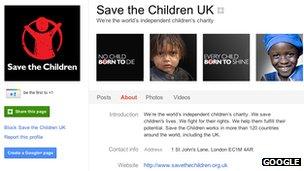 Save the Children's Google+ page