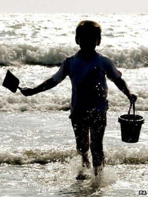 Child with buicket and spade