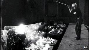 Steel mill worker file picture