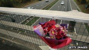 Flowers on M5 bridge