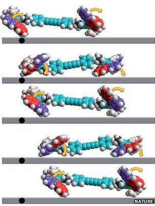 Molecular simulation of nanoscale "car"