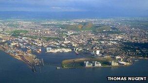 Leith Docks pictured from the air