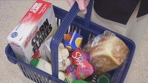 Food in a shopping basket