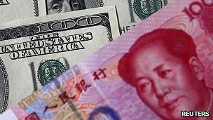 US dollar and China yuan banknotes