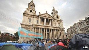 The Occupy London protest camp outside St Paul's Cathedral