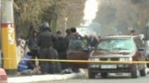 Police at the scene of some of the killings