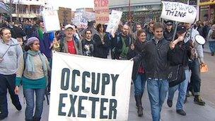 Protest march by Occupy Exeter