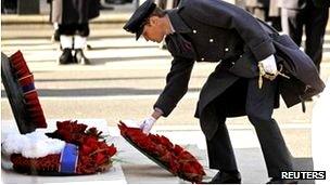 Prince William lays a wreath at the Cenotaph